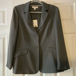 NWT Vintage Petite Sophisticate Gray Single Breasted Suit Jacket Blazer 14